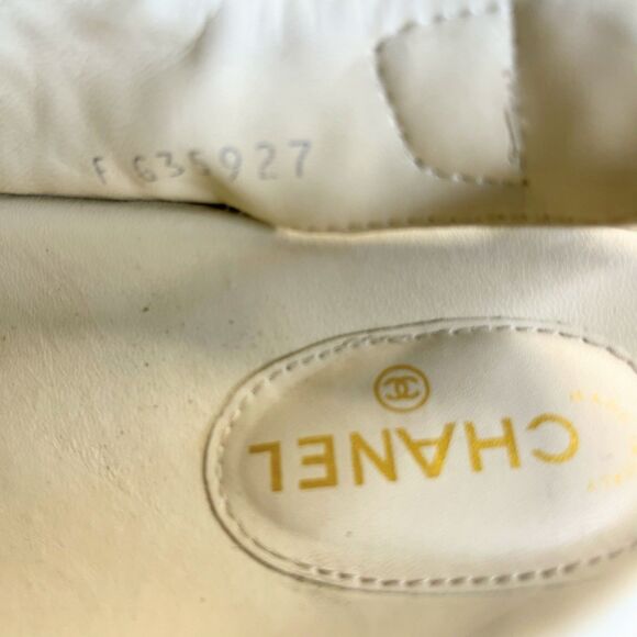 CHANEL Slide Women 40C Ivory Knit Interlocking CC Logo Mule Strap Flat Dad Teva - Picture 7 of 9